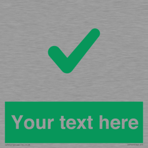 Custom green background, green tick sign